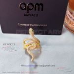 AAA Fake APM Monaco Diamond Paved Yellow Gold Snake Ring